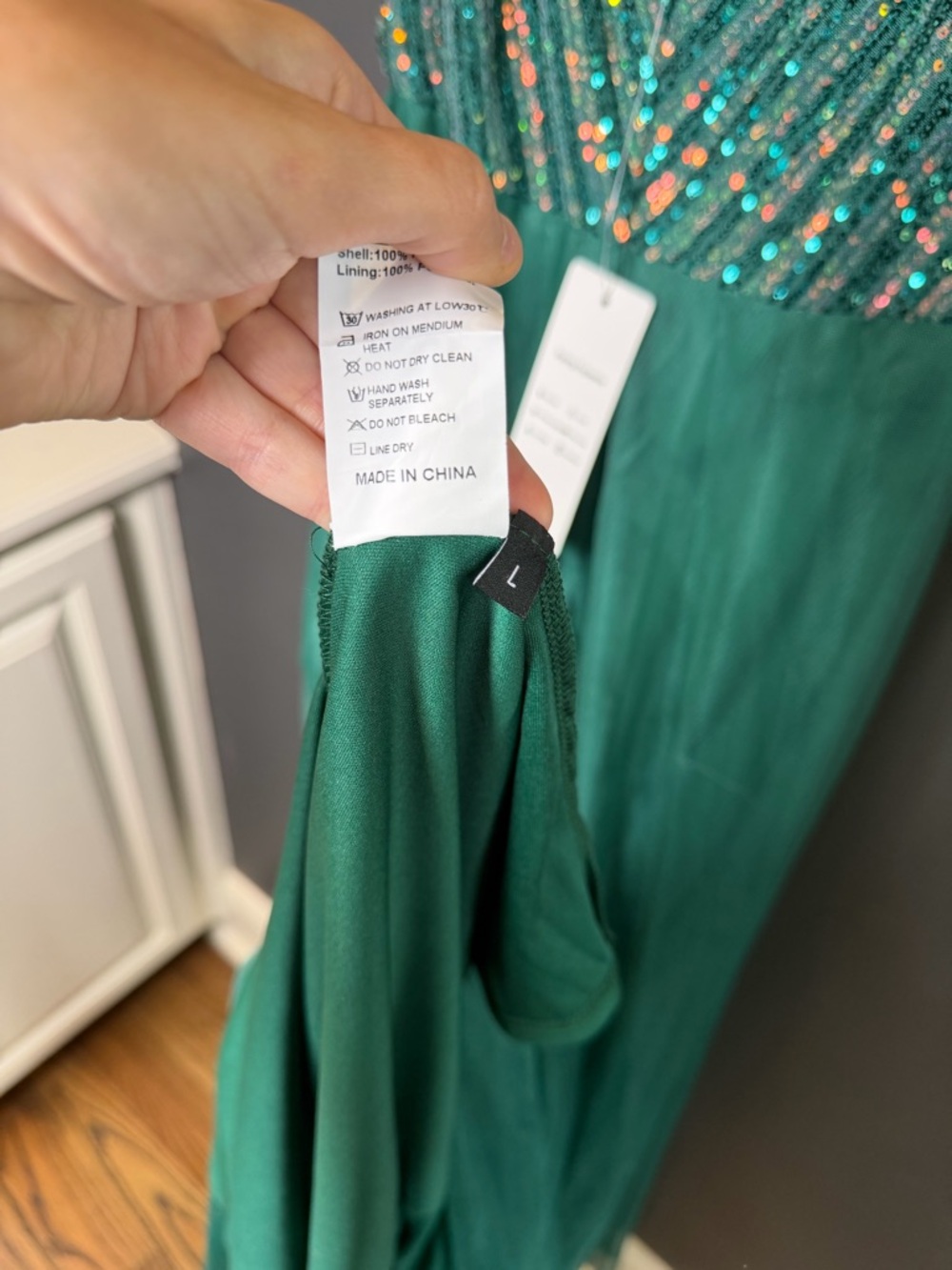 NWT Sequin Dress Evening Gowns Tulle Long Empire Waist Twist Formal Maxi Large - Picture 11 of 12